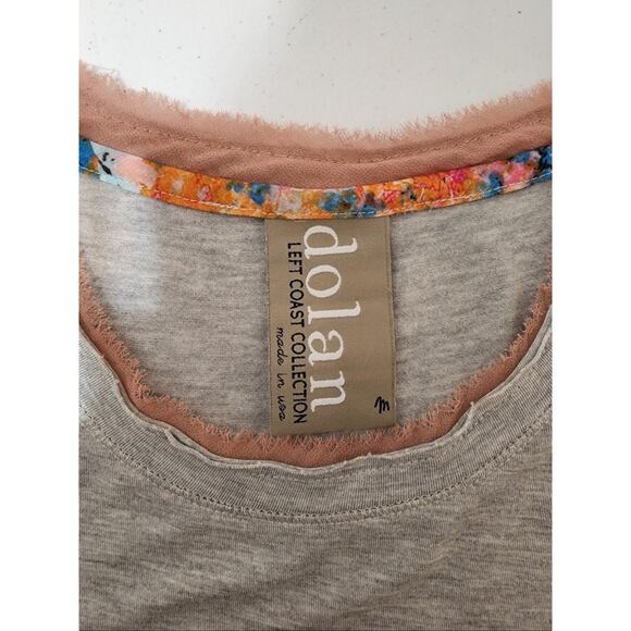 Anthropologie Dolan Shirt Womens Medium Gray Pink Raw Edge Knit Tee Made USA - Picture 4 of 10